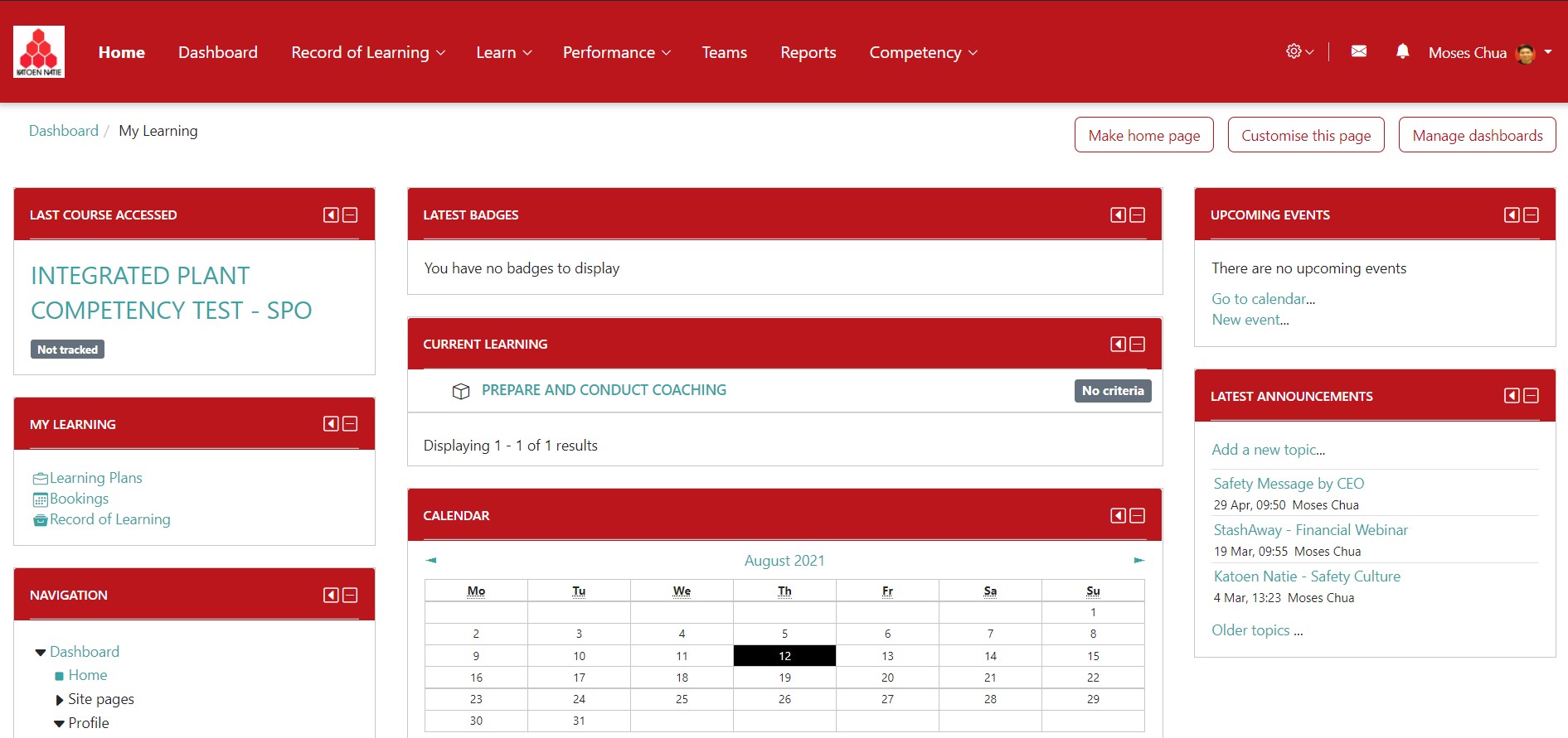 Planning and tracking dashboard for supervisors